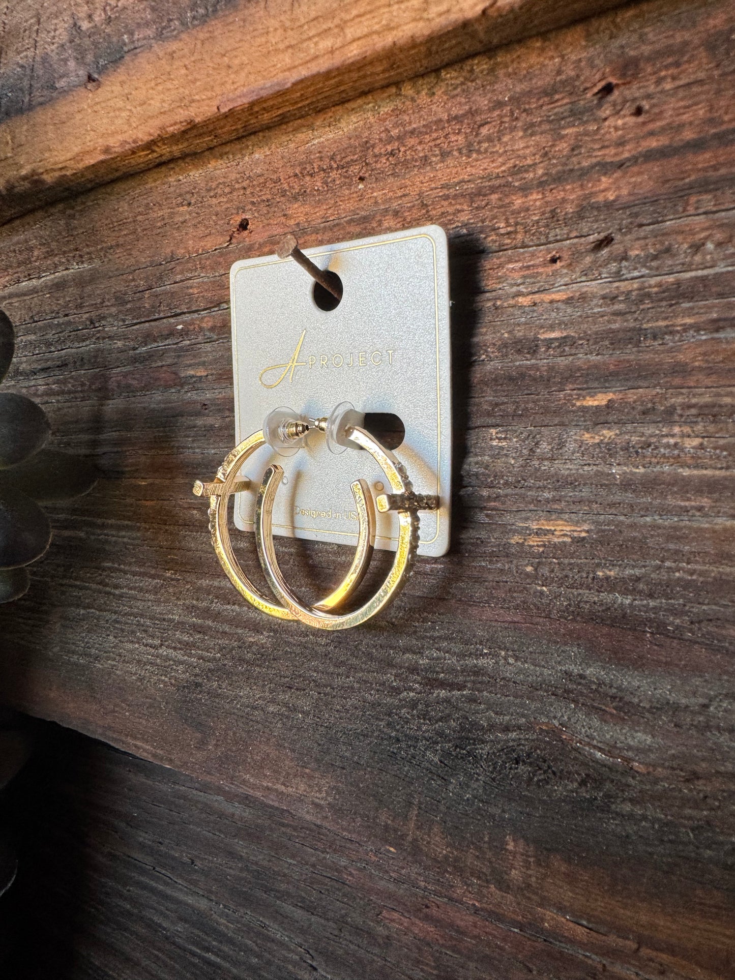 Aproject gold Cross earrings