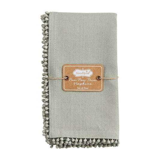 Mudpie Gray Pom Pom Napkins