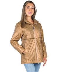 Charles River Appareal Rain Jacket-Gold Cheetah Print