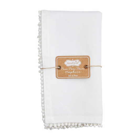 Mudpie White Pom Pom Napkins